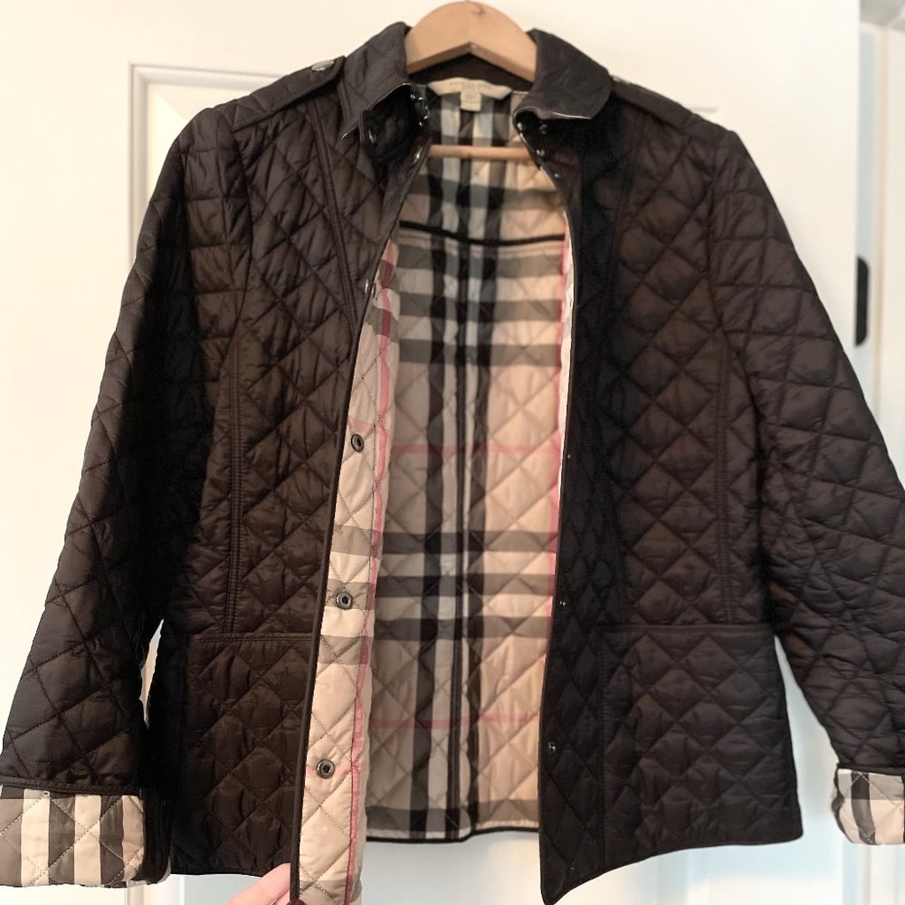 Black Burberry Diamond Quilted Jacket Size Large